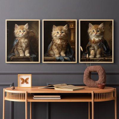 Série royale d'animaux LXV - ensemble de 3 estampes numériques encadrées - prêt à être accroché