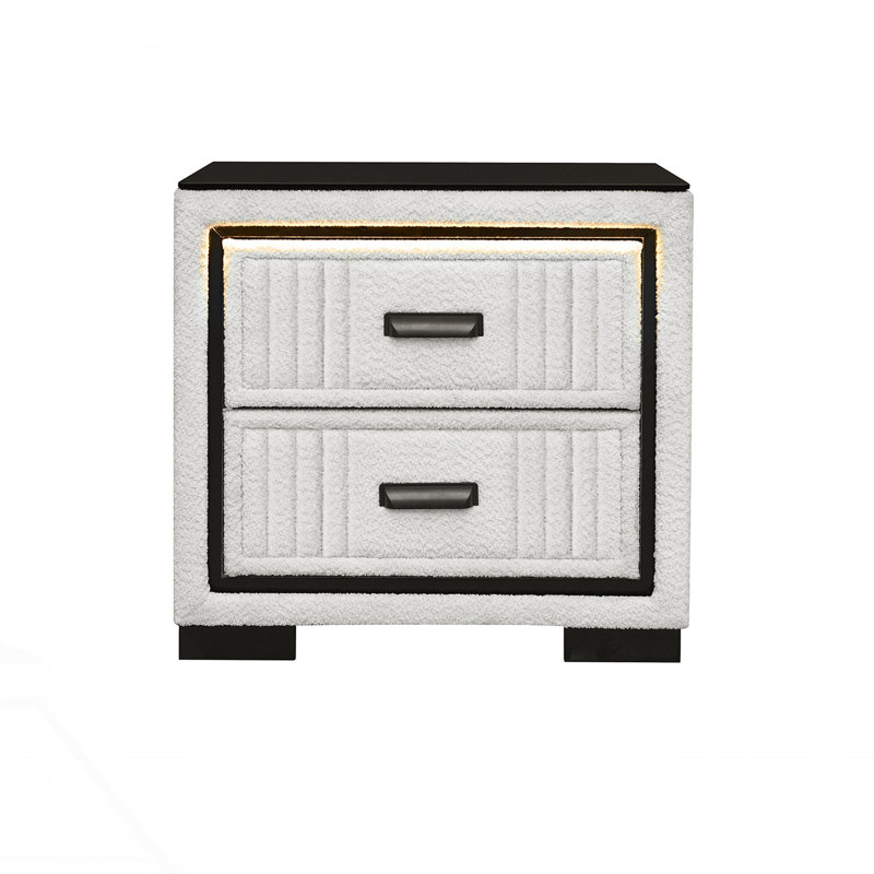 Nightstand With Spacious Drawers And LED Light