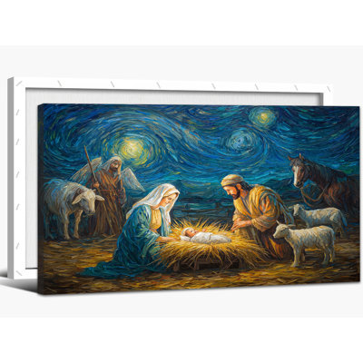 Crèche de la Nativité, art de la peinture de la naissance de Jésus, affiche de photo de Mary Joseph, impressions de toile de Noël chrétien