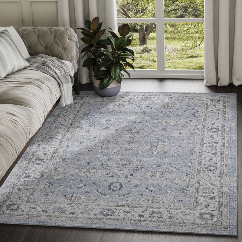 Tapis bleu / beige Bushong, Rectangle 7 pi 9 po x 10 pi 2 po