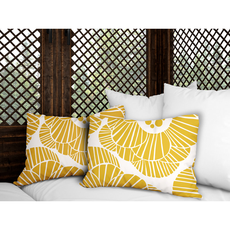 Abstract Outdoor Reversible Throw Pillow, Yellow