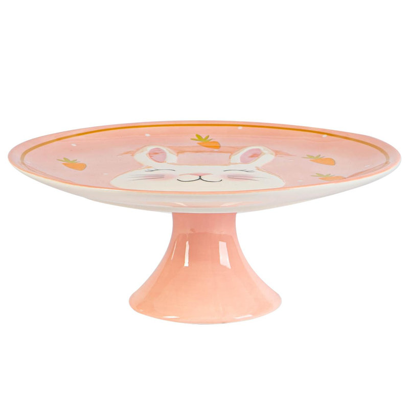 Nicola Spring - Pink Bunny Cake Stand - 27cm - Pink