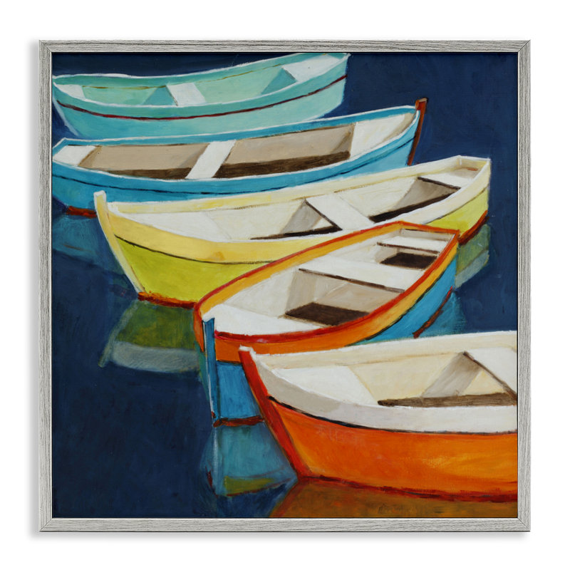 Serene Row bateaux in Summer, estampe numérique, conception par Lorenzo Collective, H 17 po x l 17 po