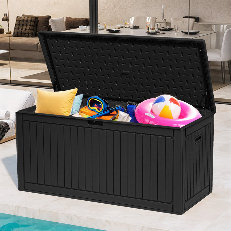 Balconera 260 Gallons Water Resistant Resin Lockable Deck Box, Black