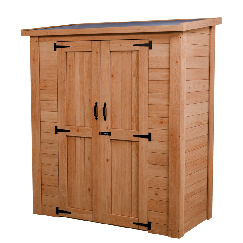Cedar Wooden Heavy Duty Lean-To Storage Shed With Double Doors, 73" H x 60" W x 30" D
