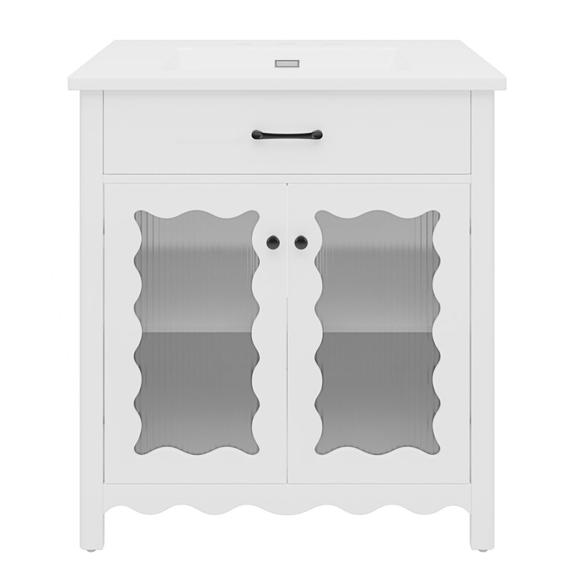 Meuble-lavabo moderne avec portes à fermeture douce, Blanc