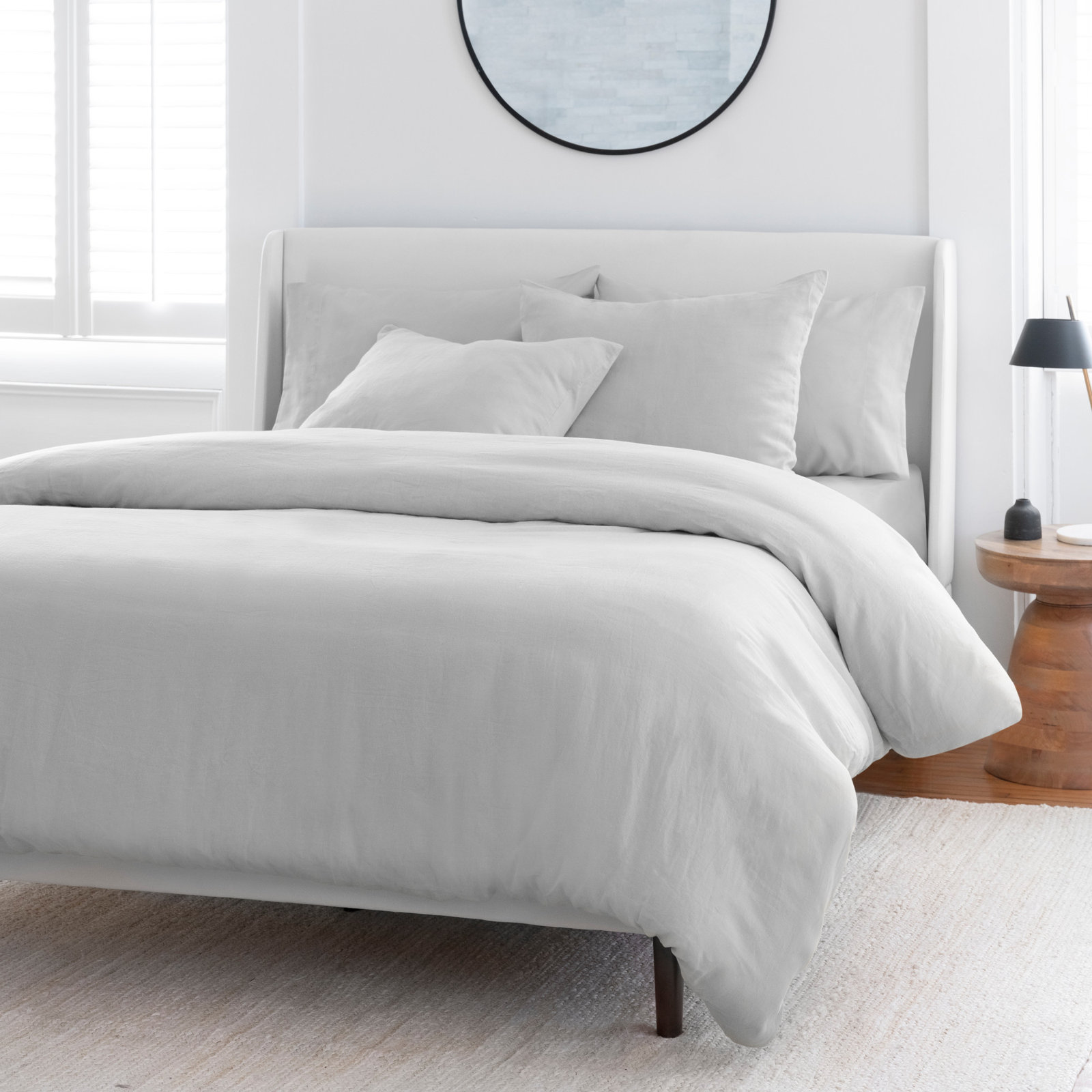 Kandice Linen Duvet Cover Set, Queen Duvet Cover + 2 Shams, Navy