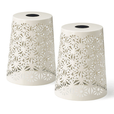 17.5"H S/2 Multi-Functional Iron Cutout Geometric Pattern Solar Powdered Garden Stool