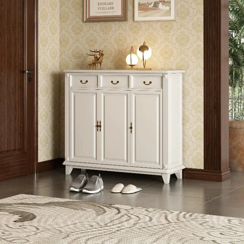 White Solid Wood Shoe Storage Bench, 41.34" H x 47.24" W x 15.75" D, White