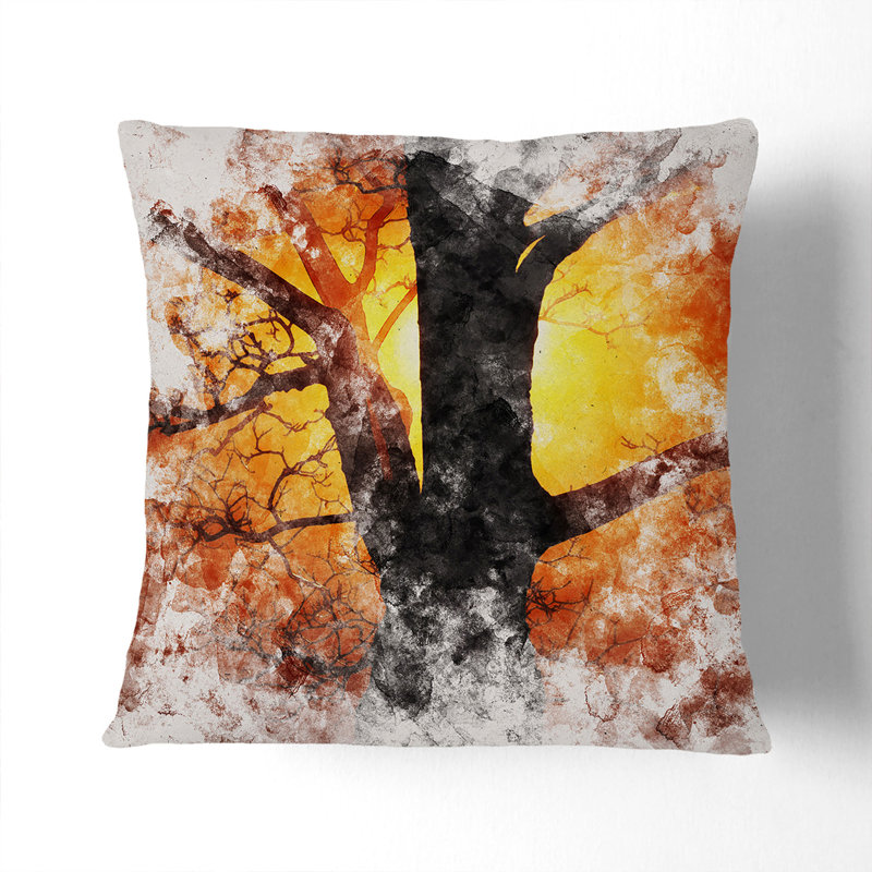 Tree at Sunset Vol.5 Watercolour Scatter Cushion, 40cm H x 40cm W x 15cm D