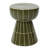 Round Patio Side Table with Linear Pattern, Olive Green Sculptural Accent Table