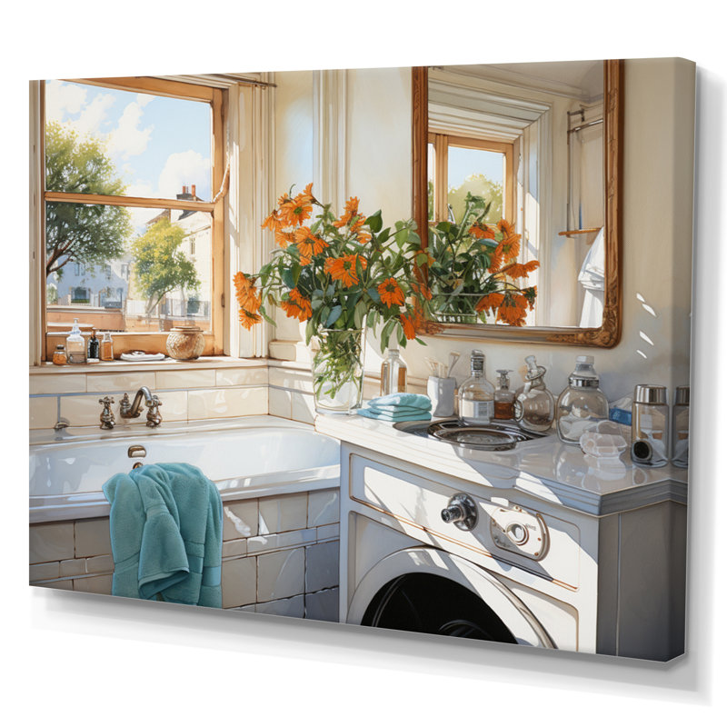 «Bath Laundry Realism In - Bath & Laundry, art mural sur toile, H 30 po x l 40 po x P 1,5 po, Toile tendue