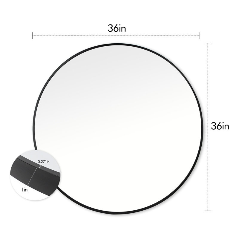 Miroir de salle de bain mural Lundys, 36 po x 36 po, Noir