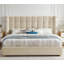 Lit plateforme de luxe avec vérin à gaz et grand rangement sous le lit, très grand lit gaufré à oreilles en chenille