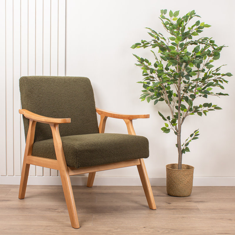 Boucle Accent Chair (Flat Arms), Khaki Green