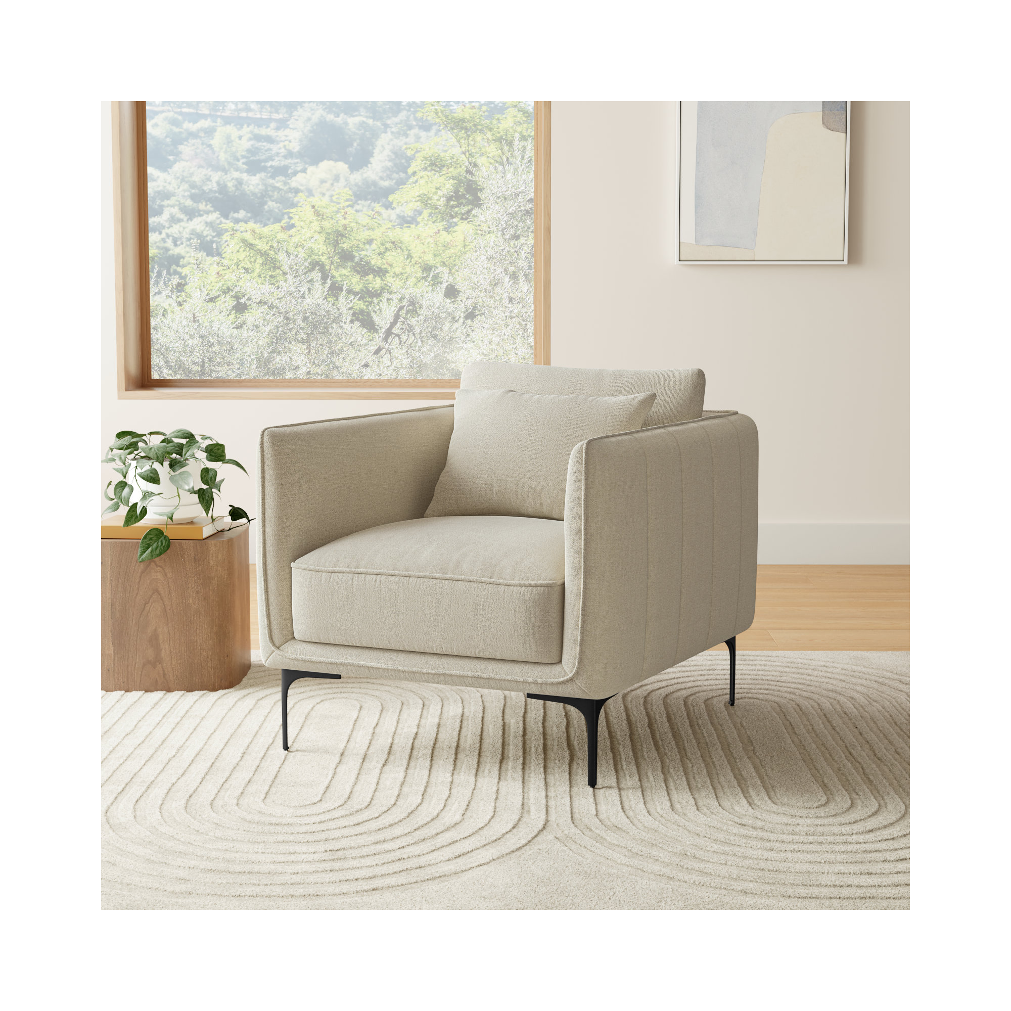 Rae Upholstered Armchair (Set of 2), Effie Linen Performance Linen