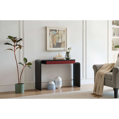 Rounded Silhouette Console Table - Sofa Entryway Table with 2 Drawers for Living Room, Hallway, Entryway