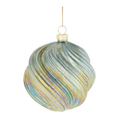Ornements boule verte irisée