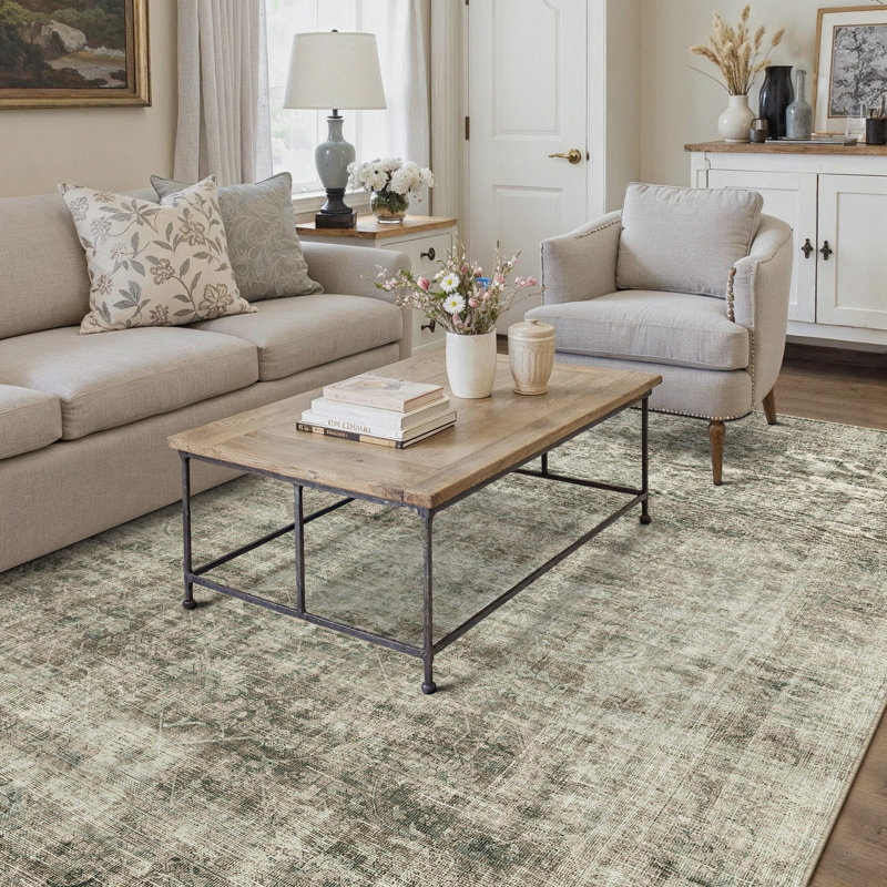 Tapis lavable rétro avec envers antidérapant Elias, Rectangulaire 3 pi x 5 pi