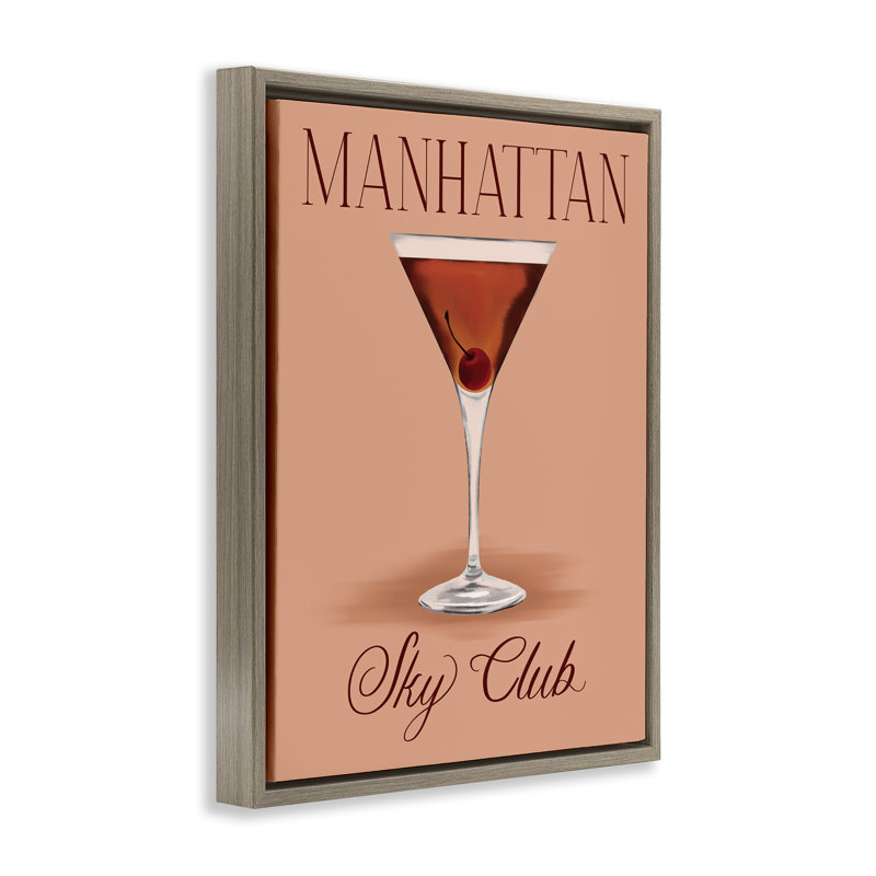  Manhattan Sky Club Drink Canvas Wall Art by Hey Bre! Creative Studio, Cadre flottant orme Montalcino, 31" H x 25" W