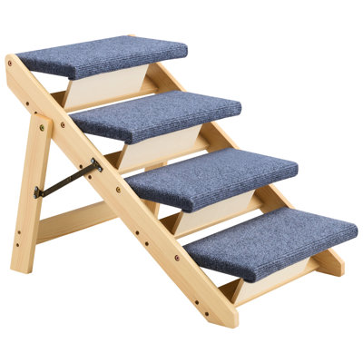 4 Cat Stairs For , Wood Material, 150Lbs Capacity, Foldable, Stable Structure Pet Resting Jumping