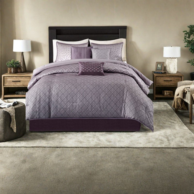 Ensembles de literie mauve de luxe, polyester confortable et style moderne pour la maison