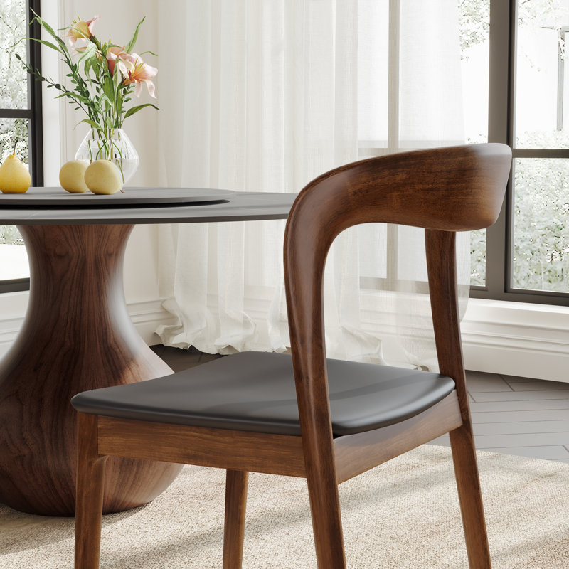 Ensemble de 4 chaises d'appoint rembourrées Ikerne, 4, Noir, Noyer foncé
