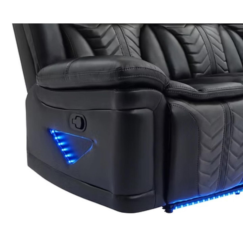 Canapé modulaire inclinable Nova, Cuir noir
