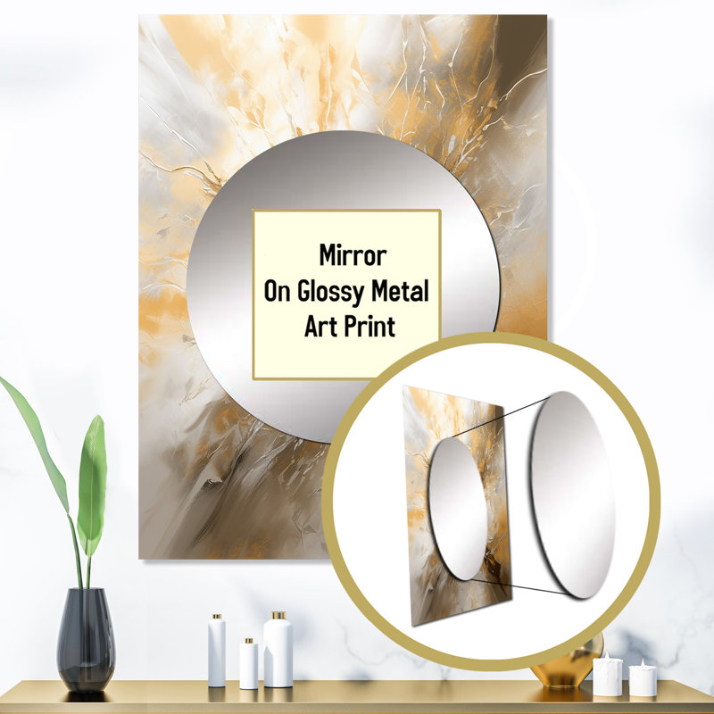 Akova or et argent chromatique Essence I - miroir mural abstrait, miroir décoratif moderne, impression d'art en métal