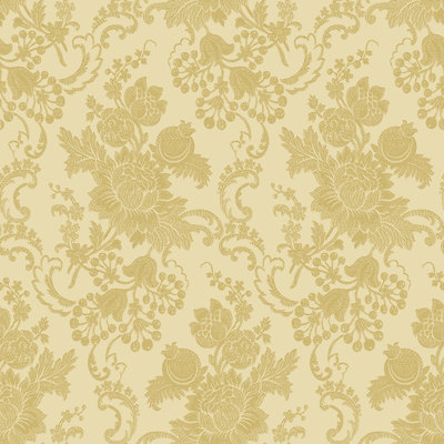 Floreale Floral Bunch Damask Design Embossed Satin 10m x 52cm Wallpaper Roll