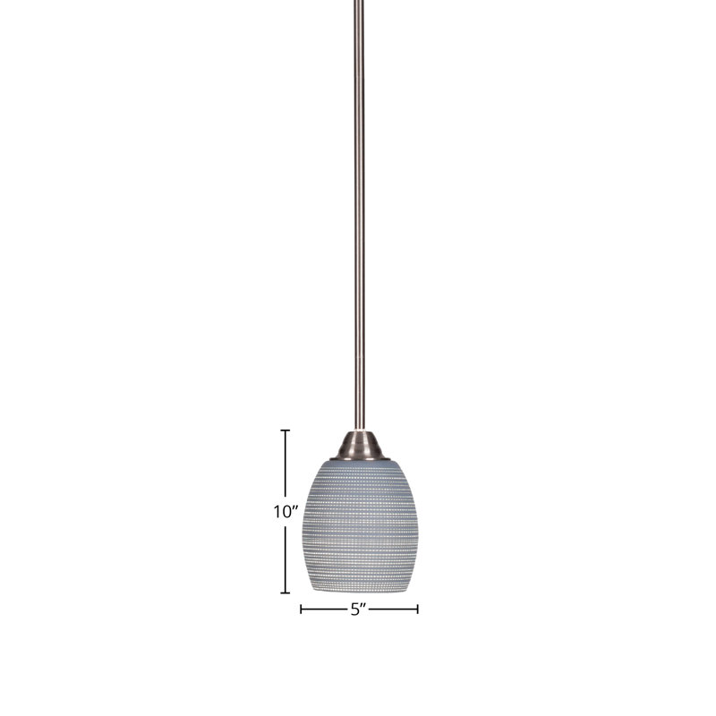 Luminaire suspendu à tige Ader, fini noir mat et laiton avec verre de 5 po, Gris, Nickel brossé