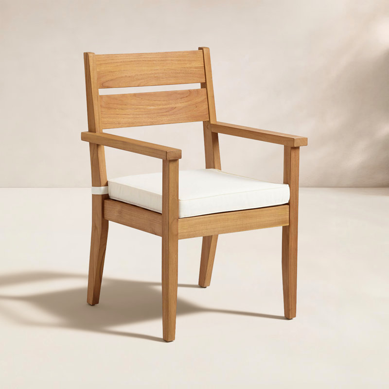 Echols Solid Teak Wood Armchair with Cushion