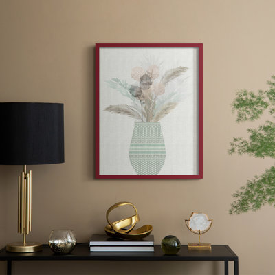 «Cattail Arrangement II», reproduction encadrée - bois massif
