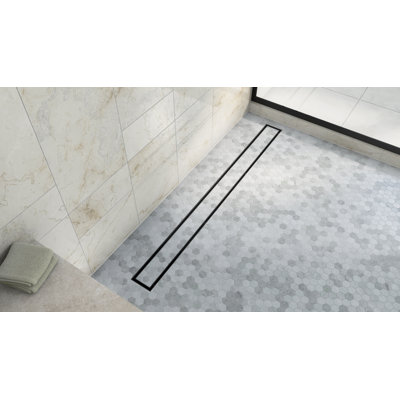 Dreamline Aqua 36 in. Linear Tile Insert Shower Drain, Matte Black