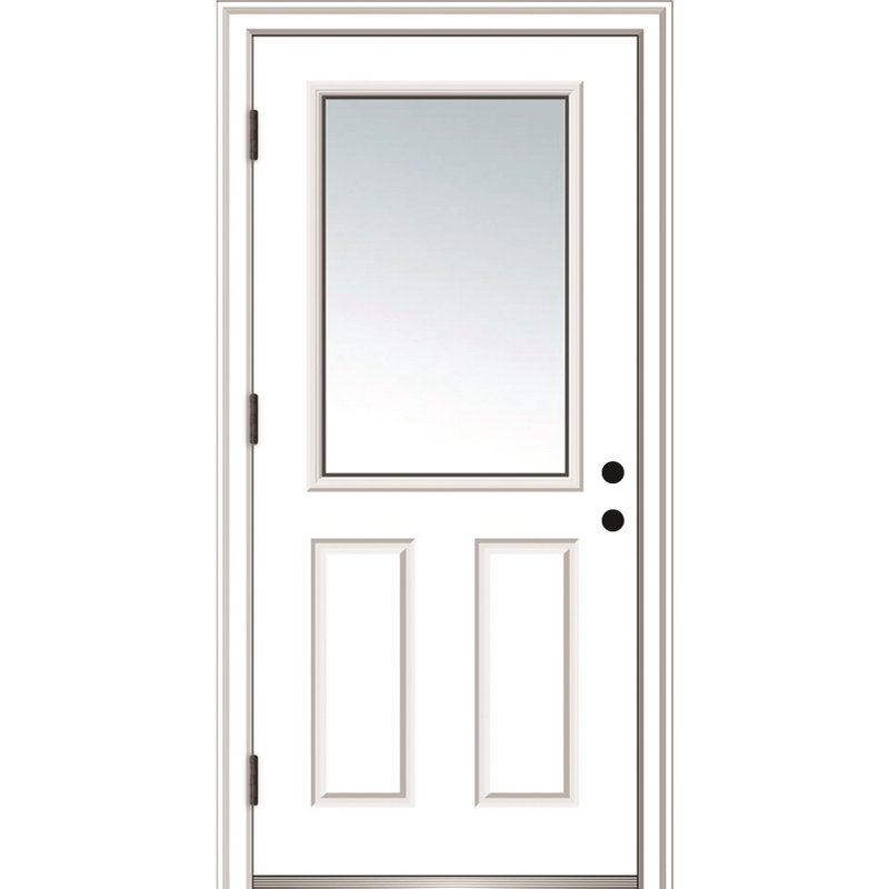 Porte d'entrée avant en fibre de verre Smooth, Côté droit / vers l'extérieur, H 80 po x l 36 po x P 1,75 po, 6,56 po