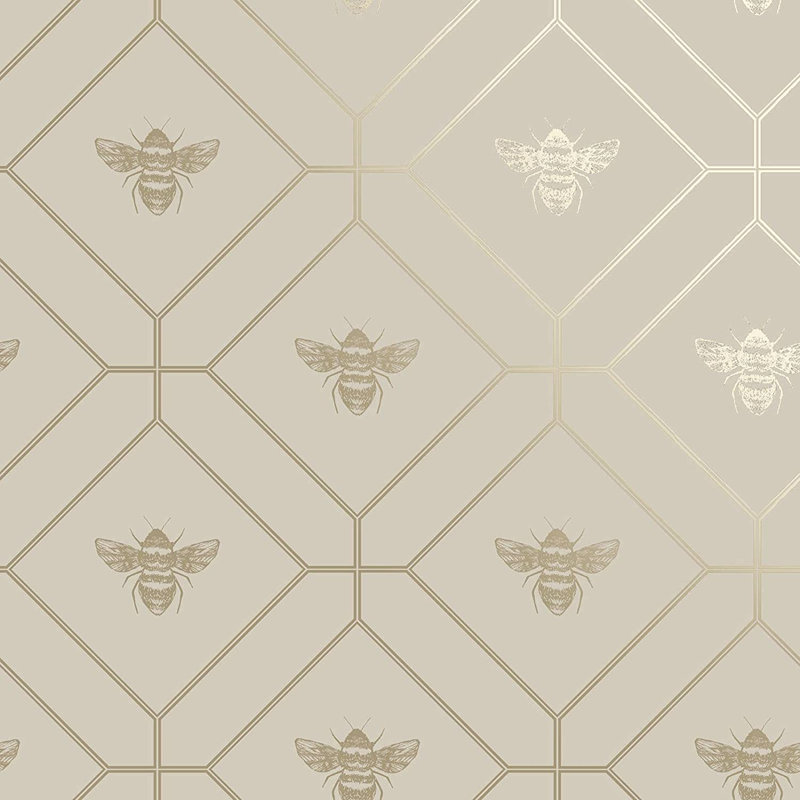 Caddo 53cm x 10.5cm Metallic Wallpaper Roll, Taupe