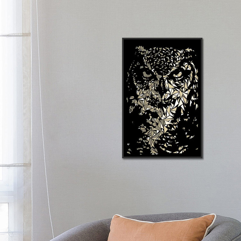 « hibou », impression sur toile, Toile avec cadre noir, Pas de tapis, H 48 po x l 32 po x P 1,5 po