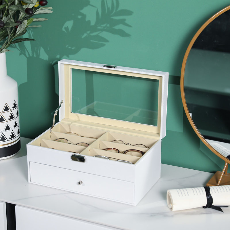 Firoz 12 Compartment Eyewear & Sunglasses Display Case, White