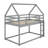 House Low Bunk Bed With Ladder-1259735043