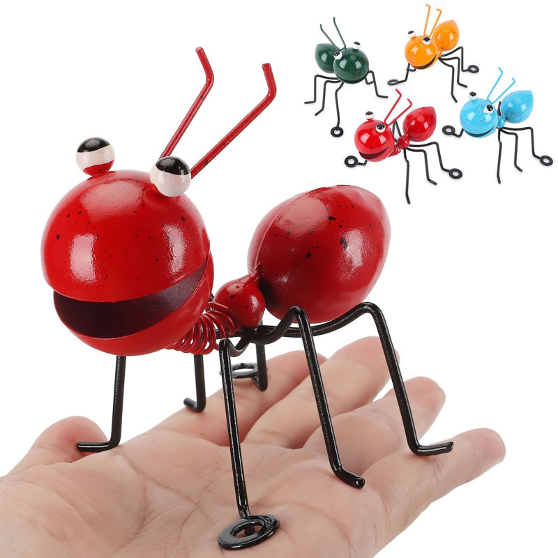 Petites fourmis en métal, sculptures de jardin, statues suspendues, fourmis 3D, ornements d'art mural pour la maison, Vert