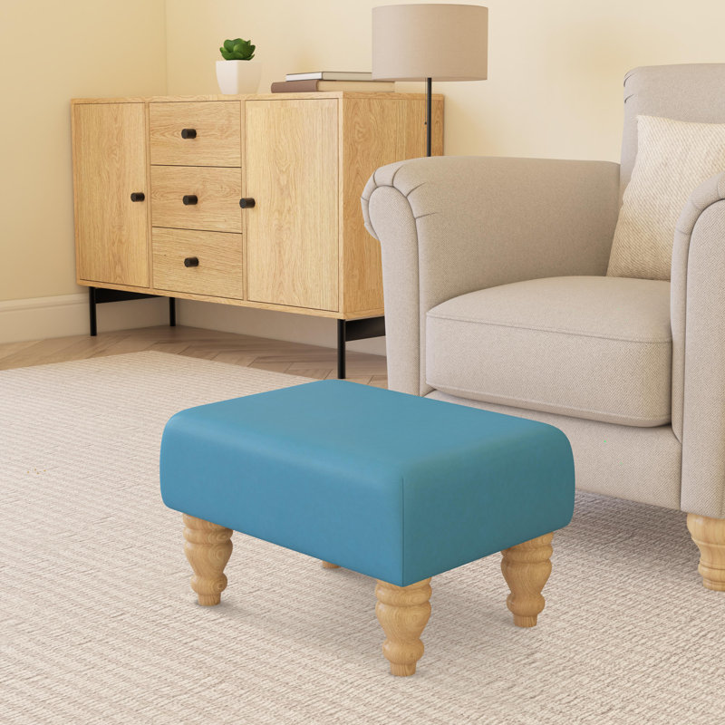 Acierno Natural Wood Turned Leg - Faux Leather, Natural, Lapis Blue