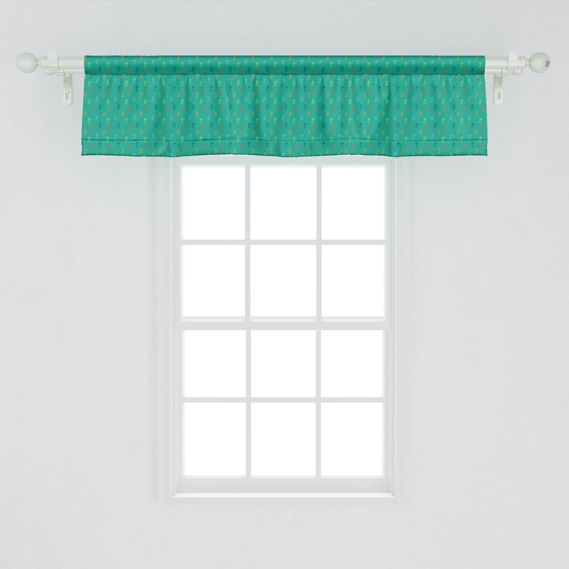 Ambesonne 1970s Valance Pack of 2 Colourful Flowers on Green Multicolor, 42" W x 12" L