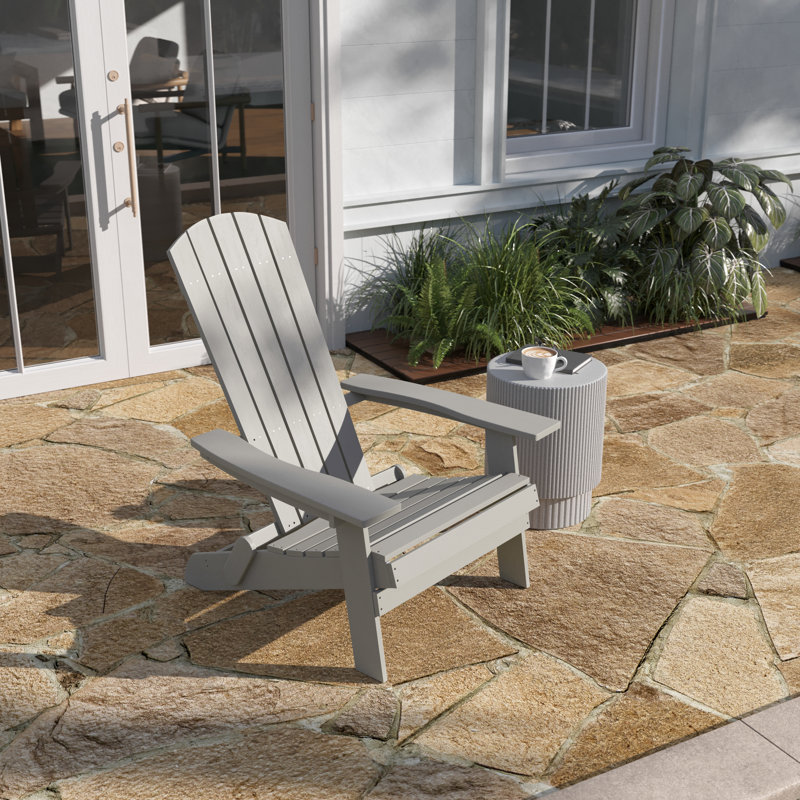Bayfield All-Weather Poly Resin Indoor/Outdoor Folding Adirondack Chair, Gray