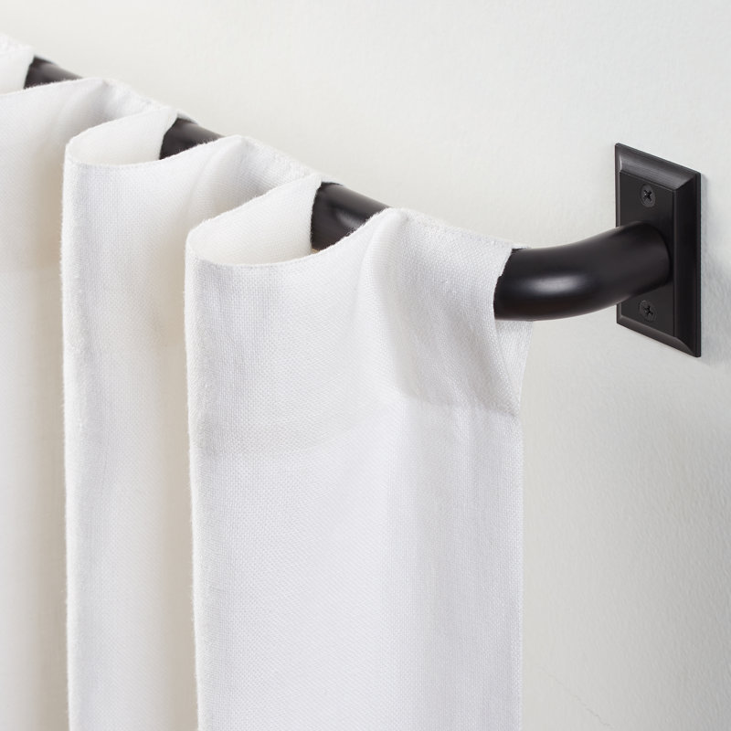 Modern Dark Brown Steel Wall Mounted Blackout Curtain Rod Set