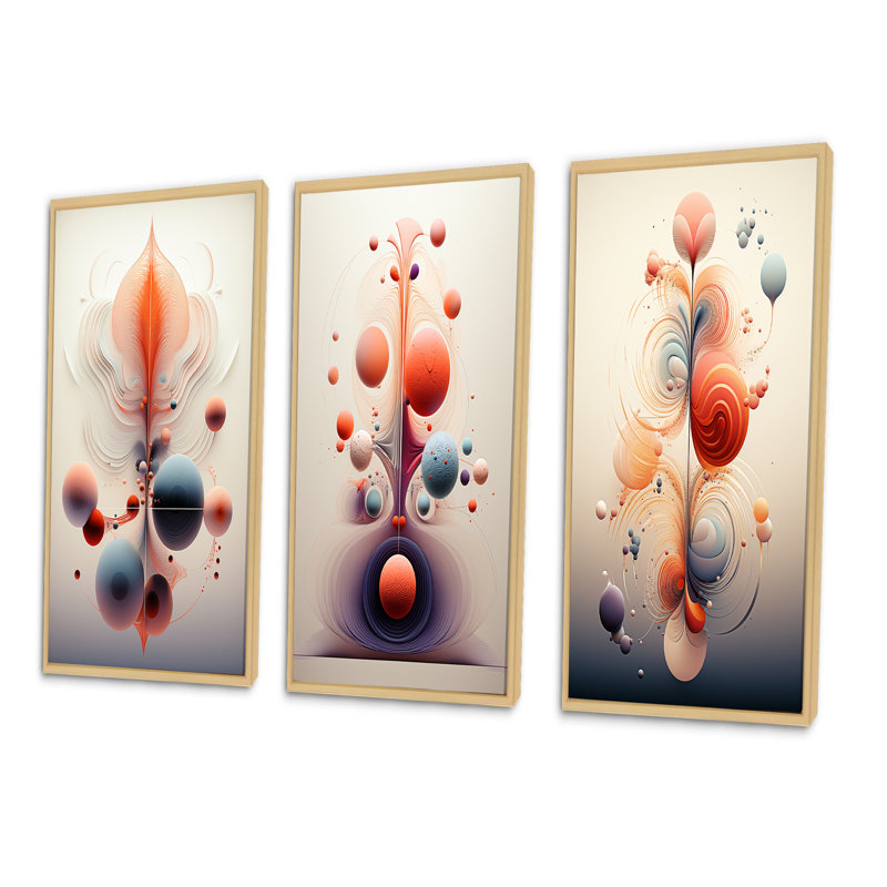 «Metamorphosis Interior Design Retro Futuristic», 3 pièces sur toile, Encadré naturel, H 32 po x l 48 po