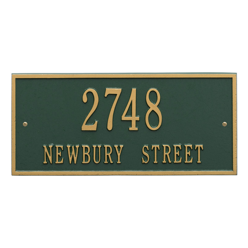 Plaque d'adresse murale sur 2 lignes Hartford, Vert et or, Oui