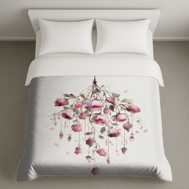 Housses de couette aquarelle roses roses, Lit simple