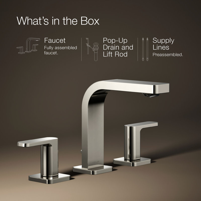 Parallel™Widespread Bathroom Faucet, 3-Hole Two Lever Handle Bathroom Sink Faucet, 1.2 GPM, Vibrant Polished Nickel, 1.2 GPM