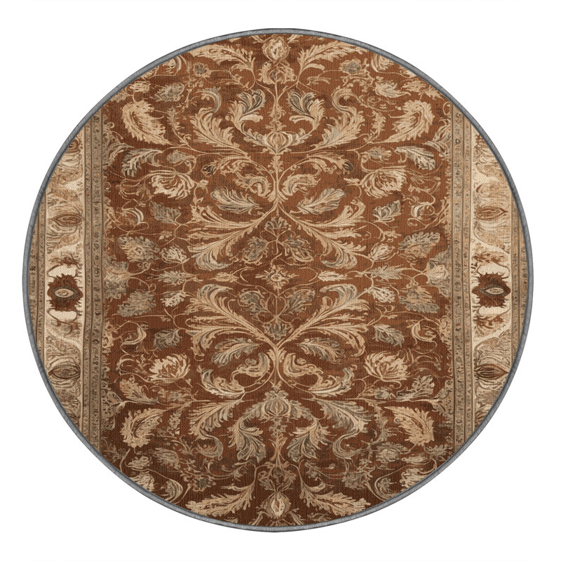 Tapis brun lavable à la machine, Rond 5 pi