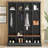 ON-TREND Farmhouse 59"W Wide Hall Tree With 8 Hooks, Practical Entryway Bench With Open Compartments, 76.7"H Modern 3-In-1 Wooden Style Coat And Shoe Rack For Mudroom, Living Room-508608574